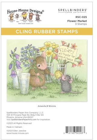Spellbinders RSC-025 Flower Market Cling Rubber Stamp Set from The House-Mouse Spring Has Sprung Collection, Red