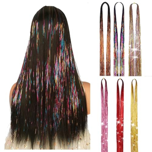 Haar Lametta Stränge Kit Hair Tinsel Haar Haarsträhnen zum Einflechten | ombre braiding hair 24 Zoll for Twist Crochet Box Braids Flechten haar