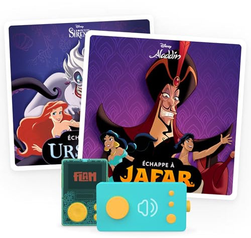 Lunii - Pack de 2 Libros interactivos de Audio Disney - Mi fábrica con Historias - Desafío Travieso: Escapa de Scar + escapa de Ursula - 1:05 - Libro de Audio para niños a Partir de 5 años - Caja de