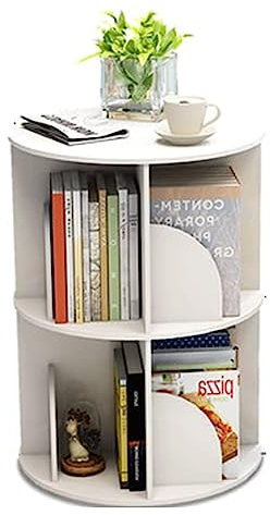 YTGHBIML Bücherturm Freistehend 360° drehbares Bücherregal, 1–6 Etagen, stehendes Bücherregal, rundes weißes Bücherregal, Kleiner Raum, Heim-Eck-Bücherregal-Organizer perfekte Darstellung