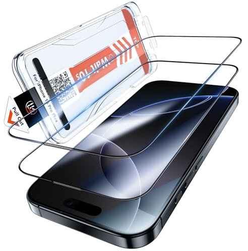 LK 2 Pack for iPhone 16 Pro Max Screen Protector, 2 Pack HD Tempered Glass Film, Auto Dust-Elimination Installation Tool, No Bubbles No Dust Anti-Scratch, 9H+ Hardness, Full Coverage Protection