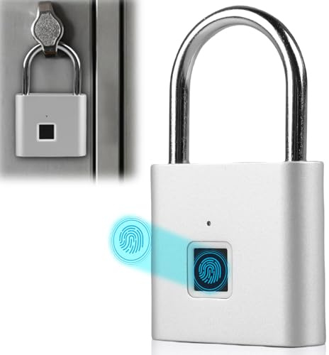 Molbory Fingeravtryckslås, vattentät, USB-laddning, fingeravtryck, anti-fingeravtryck, för gym, bagage, lager, skåp, silver
