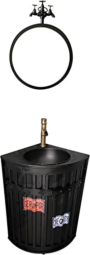 Mobile lavabo da bagno indipendente con piedistallo Art Hotel Home Mobile lavabo in stile industriale con lavabo, mobiletto da bagno sottolavabo con rubinetto e scarico M(One Color-With mirror)