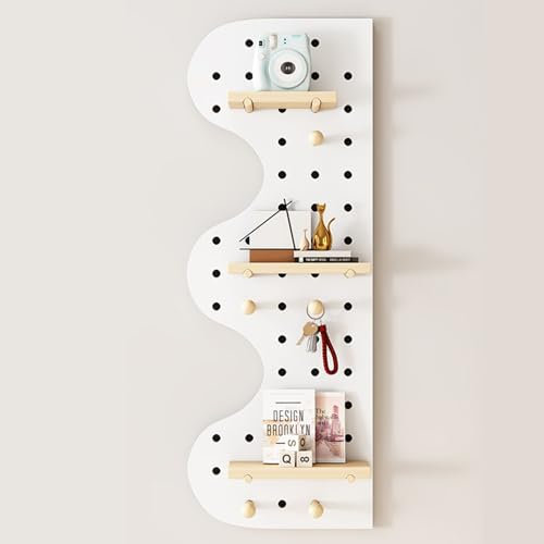 SCBTGKLN Lochwand, lochwand Werkstatt, peg Board, lochplatte Holz, lochwand büro, Stecktafel-Wandorganisator, Stecktafel-Wandorganisatorplatten, Heimbüro-Aufhängung(White,60x120cm/24x47in)