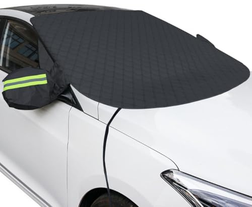MOCNT Copri Parabrezza Auto 9 Magnetico Copertura Parabrezza Auto Inverno 4 Strati Spesso Telo Anteriore per Parabrezza Antighiaccio Protezione Copertura con Gancio Nero 157x126cm