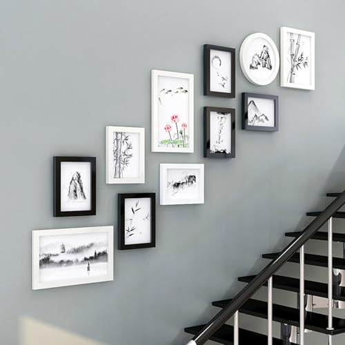 Unikicool Cadre Photo Collage Set,Cadre Photo Set pour Mur,Lot Cadre Photo Mural,Facile à Installer,Modification Facile des Photos,DéCorer l'espace,Convient pour La DéCoration D'Escalier