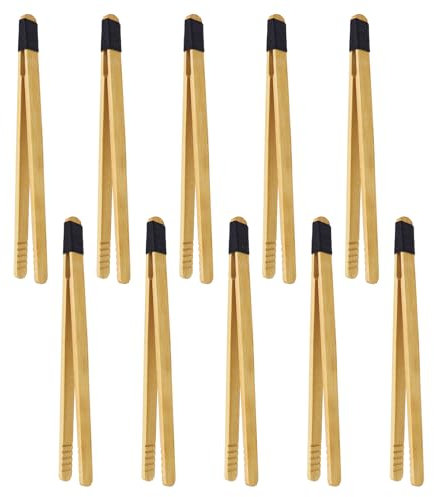 CONNECTION 10 Pezzi Pinze Di Bambù 18 x 1.1cm Pinze Per Toast in Bambù con Corda Pinze Legno Cucina Riutilizzabili Pinze Per Barbecue per Cucinare Pane Frutta Dessert Sottaceti Tè Grigliate Insalata