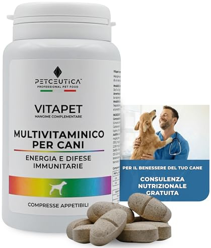 PETCEUTICA Integratore per Cane Anziano, Sistema Immunitario, Echinacea e Uncaria, Multivitaminico, 60 Compresse Appetibili, Made in Italy