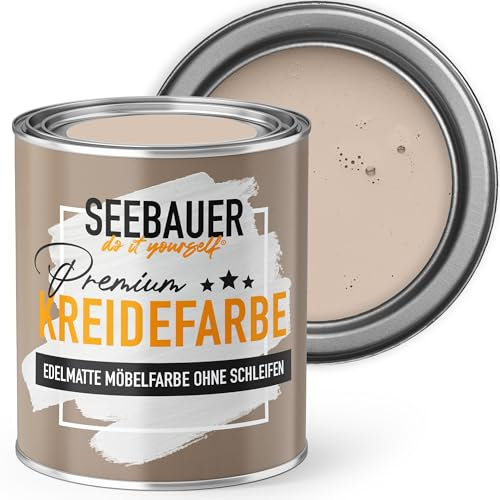 SEEBAUER diy Kreidefarbe für Möbel Hellbraun 375ml für Innen (No. 611 Hazel Eyes) Möbelfarbe ohne Schleifen - Holzfarbe extra matt - Holzlack, Möbellack hohe Deckkraft