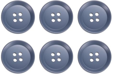 QUARKZMAN 6 Stück Bunte Knöpfe, 30mm 4 Löcher Harzknöpfe zum Annähen, Bastelknöpfe Runde Ersatzknöpfe Buttons für Nähen Mantel Hemden Kleidung DIY Handwerk Dekoration, Blau