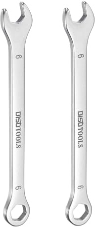 QUARKZMAN 2 Pcs Llave Combinada Delgada de 6mm con Extremo de Caja de 6 Puntos y Extremo Abierto Angulado a 15° Mini Llave Combinada de Acero Inoxidable 30Cr13 Templado