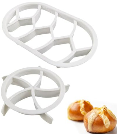 CYXZMYA 2 Stück Brötchenstempel Set,Brotstempel mit Dough Scrape und Teigschaber,Brot-Rolle,Brotpresse,Croissant-Schneider,für DIY Teig Keks Presse Brot Backen Zubehör