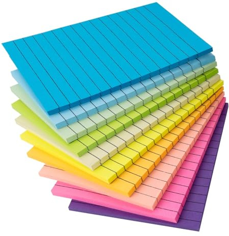 Groß Haftnotizen 100 x 150 mm,500 Sheets Linierte klebezettel für Schule | 10 Blöcke Sticky Notes,Selbstklebende Notizzettel,Bunt Notizblöcke für Zuhause, Büro,Unternehmen