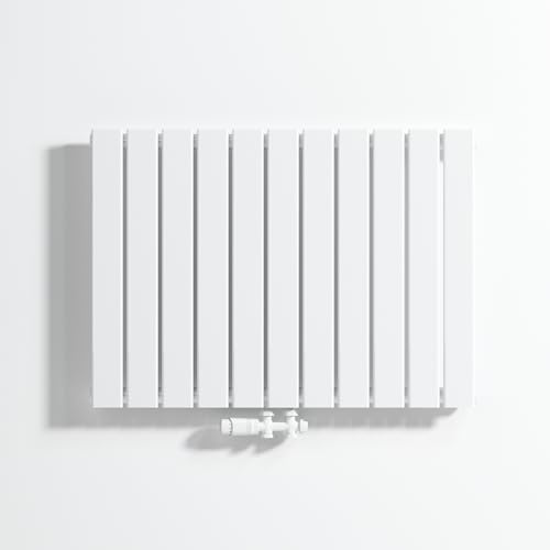 VANCOCO Radiador de diseño, conexión central, radiador plano, 600 × 836 mm, color blanco, de una sola capa, para salón y dormitorio, panel de calefacción