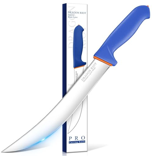 DRAGON RIOT Curved Butcher Breaking Knife,Super Sharp Carving Slicing Knife for BBQ,10 Inch Scimitar Blade for Meat Cutting,High Carbon Stainless Steel Cimeter Breaking Knives with Ergonomic Handle