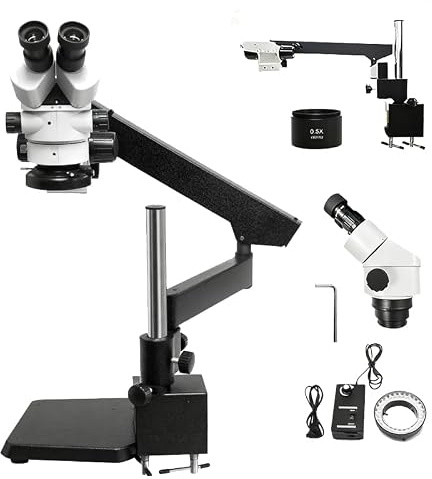 GEMKIT Professionellt digitalt digitalt digitalt trinokulärt stereozoommikroskop med bomarmstativ, 7X-45X och 7X-90X kontinuerlig zoomförstoring, HD-avbildning för smyckestillverkning, HH-MH01A