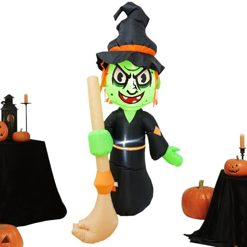 Aufblasbare Halloween Dekorationen | 1,55m gruselige aufblasbare Hexe Party-Dekorationen mit integrierter LED-Beleuchtung - Aufblasbare Deko Für Holiday Außenbereich Innenbereich Hausweg Terrasse Gart