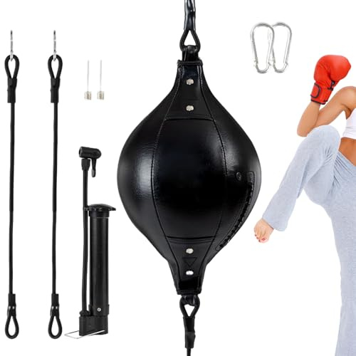 Fyrdyn Saco De Boxeo De Velocidad,Pelota de Boxeo Flexible - Saco de Golpeo Ajustable de Cuero PU para Entrenamiento de Coordinación Fitness Gimnasio Ejercicio en Casa