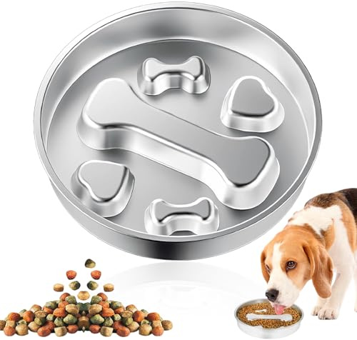 Antischlingnapf Hunde Edelstahl, 22 cm Anti Schling Napf Hund Edelstahl Slow Feeder rutschfest Hundenapf Anti Choke Futternapf Knochen für kleine Mittelgroße Hunde Katzen