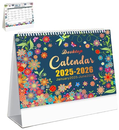Calendario da tavolo in piedi 2025-2026,Calendario da tavolo 2025-2026, mensile d'arte | Da gennaio 2025 a giugno 2026, calendario di pianificazione per la scuola a casa, decorazione da