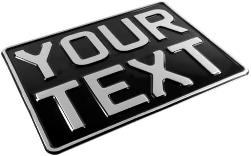 Motorbike Metal 3d Pressed Black and Silver Show Registration Plate 9 x 7 (Non-Road Legal), Road-Legal Plate, Silver Border, Quad/Bike/ATV/Scooter/Off Road Enduro Motobike Number plates