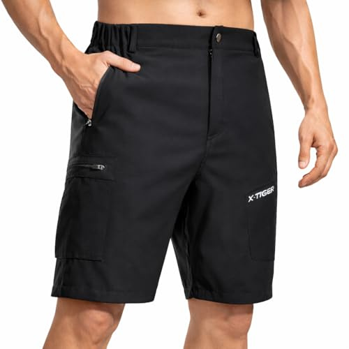 X-TIGER Pantalones Cortos Cargo Hombre Trekking 5 Bolsillos Cremallera | Ligero Secado Rápido y Repelente al Agua Cintura Trasera Elástica para Mayor Comodidad para MTB Trabajo y Uso Diario