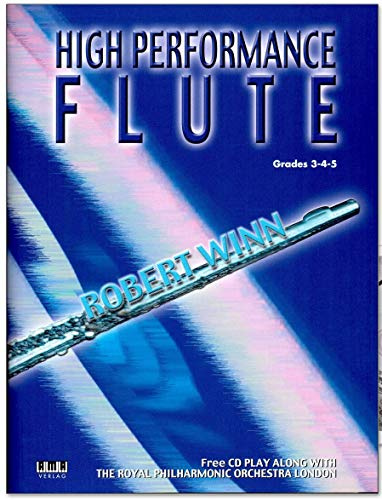 High Performance Flute - 80 Spielstücke - Reihe AMA Querflötenschule von Robert Winn - von Barock über Klassik bis Jazz und Gospel - mit CD, bunter herzförmiger Notenklammer