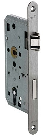 BMH Cerradura de embutir | clase 3 | para puertas de habitaciones (cilindro de perfil) | manguito de acero inoxidable y trampa silenciosa | *Fabricado en Alemania * (DIN izquierda)