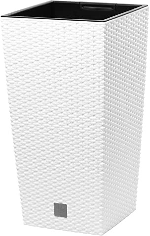 35 -Liter -Zeit Pot mit Einsatz 28,7 x 28,7 x 55 cm in Weiß