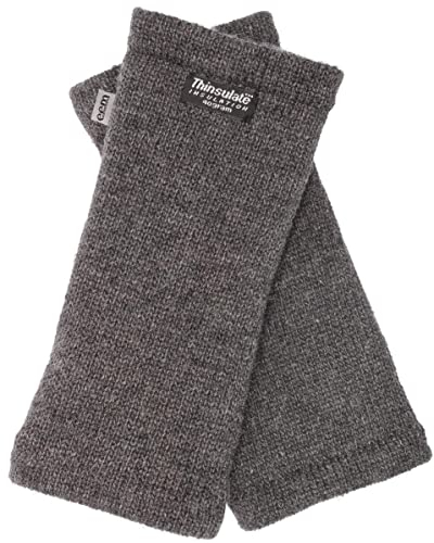 EEM Damen Strickhandschuhe Pulswärmer, weiche Wolle, Thinsulate Thermofutter, praktisches Daumenloch, anthrazit onesize