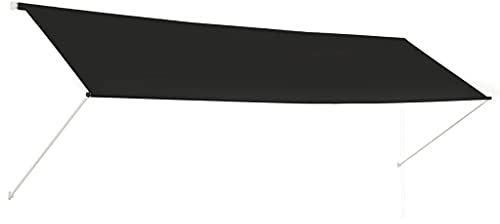 vidaXL Markise, Klemmmarkise Einziehbar, Sonnenschutz für Fenster Terrasse Balkon, Balkonmarkise Fallarmmarkise Fenstermarkise, 400×150cm Anthrazit