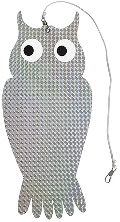 Windhager Vogelabwehr Reflektoren KEEP AWAY, Reflektierender Vogelschreck Eule, natürlicher Vogelschreck, Vogelscheuche, Vögel vertreiben, 2 Stück, 07118, silber