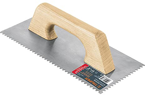 Paleta, mango de madera, borde triangular, tipo español