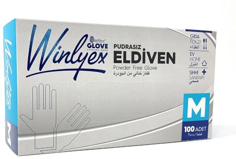 Reflex Glove Winlyex Guanti in Vinile senza Polvere Taglia M, 100 Guanti