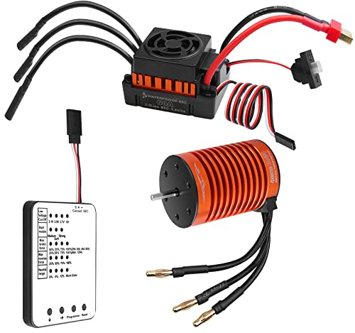 3650 F540 4370KV Sensorloser bürstenloser Motor& 60A wasserdichtes ESC Set | mit Programmkarte für 1/10 RC Buggy Truggy Rennen Truck On-Road Auto