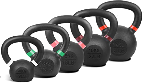 wuuhoo® Kettlebell Set Rocky mit 42kg oder 100kg, Kugelhanteln aus massivem Gusseisen mit Pulverbeschichtung, Gewichte aus Cast Iron, Schwunghanteln für Krafttraining, Fitnessgerät für Zuhause 42 kg