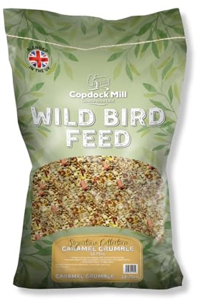 Copdock Mill Caramel Crumble Wild Bird Seed 12.75kg – All Year-Round Bird Food – 100% Natural Ingredients Including Sunflower Hearts – Suitable for All Wild Bird Species