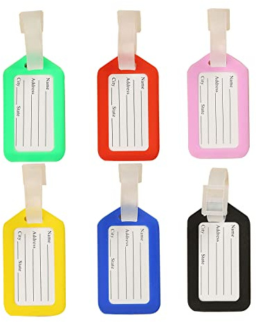 Luggage Tags - Etiquetas para equipaje - 6 unidades - Etiquetas de plástico de colores para maletas y almacenamiento - Luggage Tags para avión
