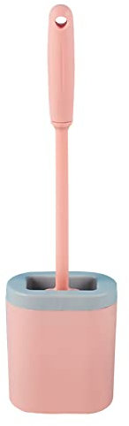 Spazzola WC Silicone Piatta, Spazzolone Bagno Silicone da Parete, Scopino per WC Silicone Manico Lungo, Scovolino WC Plastica con Serbatoio Autopulente Flessibile Morbido Gabinetto Moderno (Rosa)