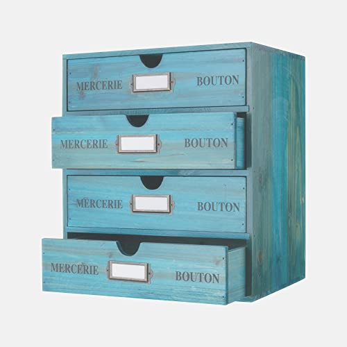 PACKGILO Aufbewahrungsbox aus Holz mit Schubladen, Vintage-Stil, Bürobedarf und Zubehör, Briefablage, Holz, Schreibtisch-Ordner, 4 Ebenen, Papiersortierer, Schulbedarf, Halter, rustikale