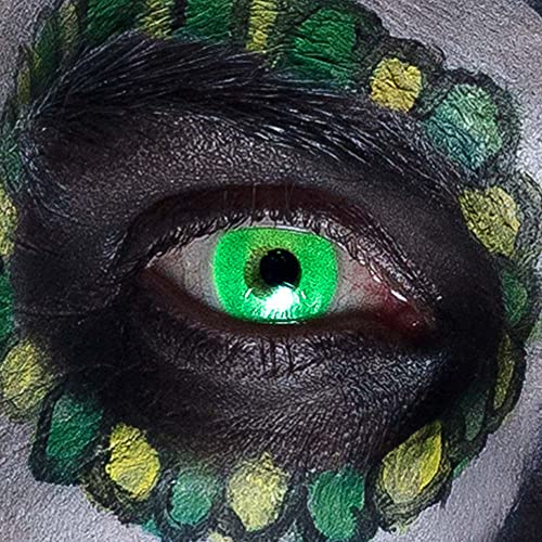 Boland - Monatslinsen UV Flash, 1 Paar weiche Kontaktlinsen, reflektieren UV-Licht, ohne Sehstärke in PVC-Box, Kostüm Zubehör für Halloween und Karneval | Farbige Linsen, leuchten im Schwarzlicht, Halloween, Karneval, Cosplay und Mottoparty
