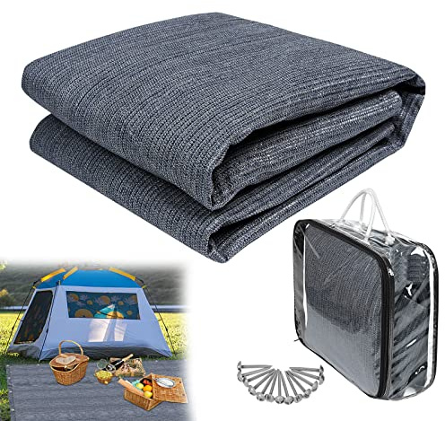 YRHome Vorzeltteppich Outdoor Camping Teppich Campingmatte Zeltteppich Zeltunterlage Vorzelt Campingteppich Vorzeltboden bläulich-grau für Wohnmobil Zelt