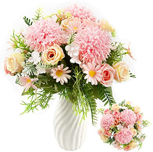 TSLBW 3 Bündel Kunstblumen Pfingstrose Künstliche Blumen mit künstlichen Unechte Blumen Seidenblumen für Hochzeit Partei Tischaufsätze Blumenarrangement Heim Küche Dekor (Rosa) (Rosa)