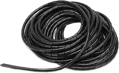 Raccogli cavi Spiralato, Guaina Cavi Elettrici, 6M x 4mm & 4M x 6mm Tubo a Spirale Diametro, Guaine a Spirale per Organizzazione Cavi, Nero