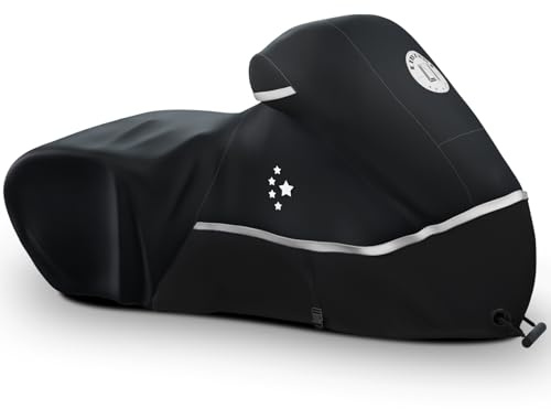 LI LIBZAKI Motorradabdeckung 420D Heavy Duty All Season Universal Wetter Wasserdicht Outdoor Schutz 96 XXL Fahrzeugabdeckung/Schwarz