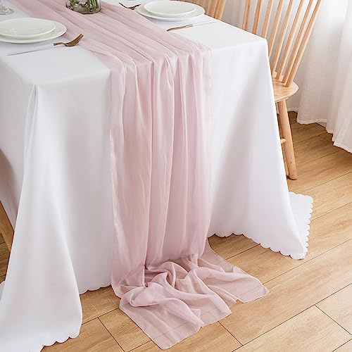 CHUQING Chiffon Tischläufer,dünner 70 x 400 cm,Table Runner Hochzeit Tischband