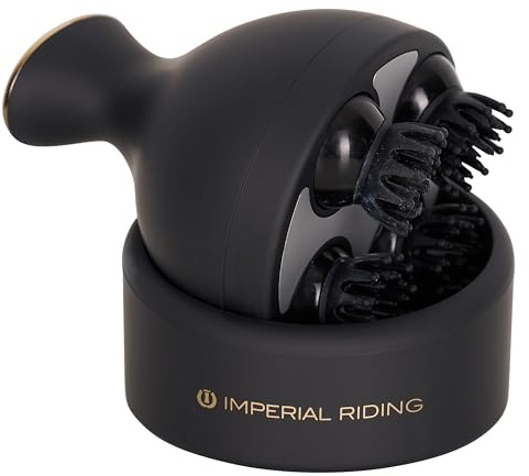 Imperial Riding Grooming & Relaxation Bürste IRH Volta, elektrische Pflegebürste mit rotierenden Bürstenköpfen, wasserdichte Massagebürste für Fellpflege, Entspannung & Wellness, Schwarz
