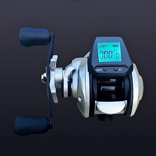 DAZZLEEX Electric Fishing Reel, Digital Fishing Reel, Rechargeable Backlit Fishing Wheel and Bite Alarm(large screen Left hand)