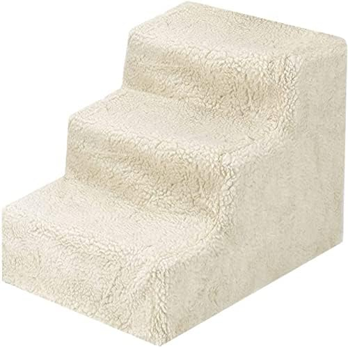 Youyijia Hundetreppe Haustiertreppe Katzentreppe 3 Stufen 30 cm hoch kleine Plüschunterstütztes Kletterwerkzeug 35x45x30cm für kleine Hund