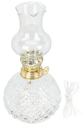 Garneck Retro-petroleumlampe Aus Glas Für DIY-Home-Beleuchtung Mit Flammenregler Und Metallkappe Vintage-Design Für Bauernhaus Und Regaldekoration Inklusive Petroleumlicht Für Innenräume